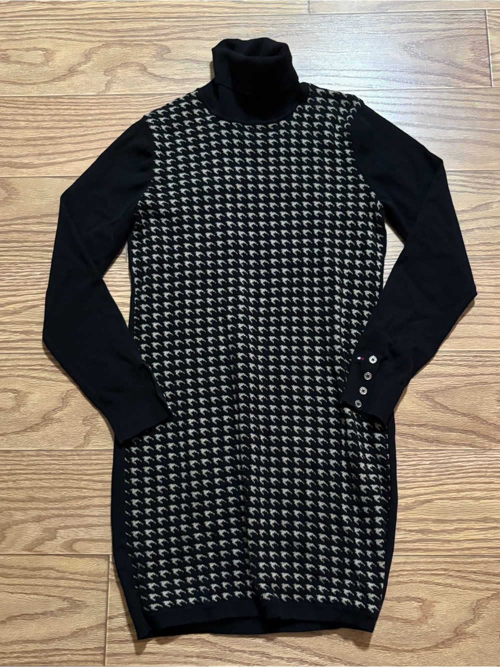 Tommy Hilfiger Houndstooth Preppy Turtleneck Sweater Dress Medium